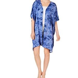 Jenni Womens Comfy Sleepwear Open Robe in tie dye Blue One SiZe NEw